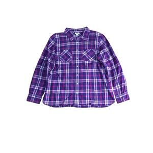 LL Bean Plaid Flannel Shirt Purple Pink Lumberjack Collared Button Up Women’s M